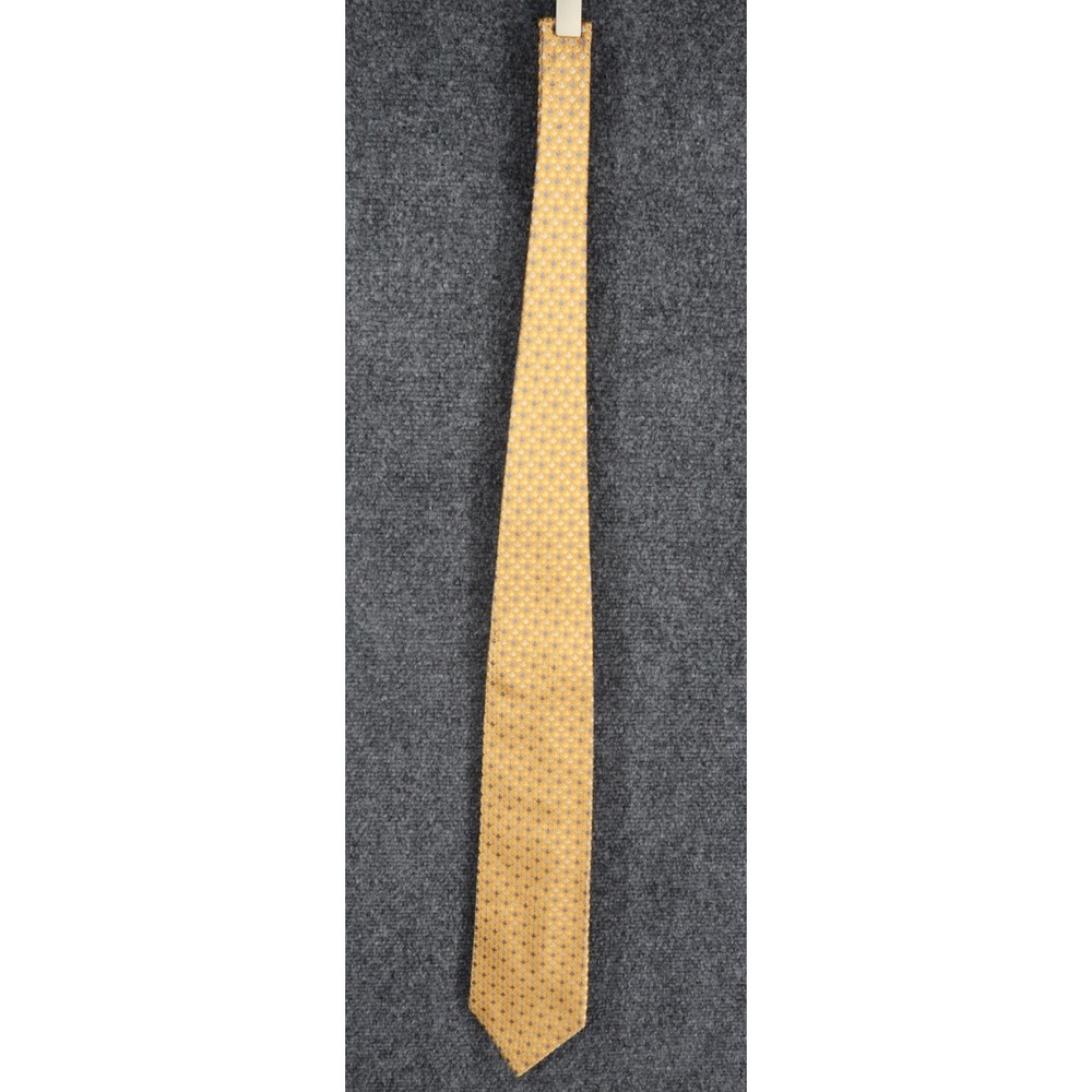 Ermenegildo Zegna Gold & Blue‎ Geometric Chevron Arrow All Over Silk Tie EUC